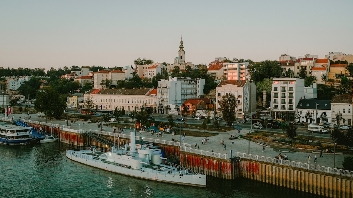 Belgrade riverfront and city skyline, Serbia
