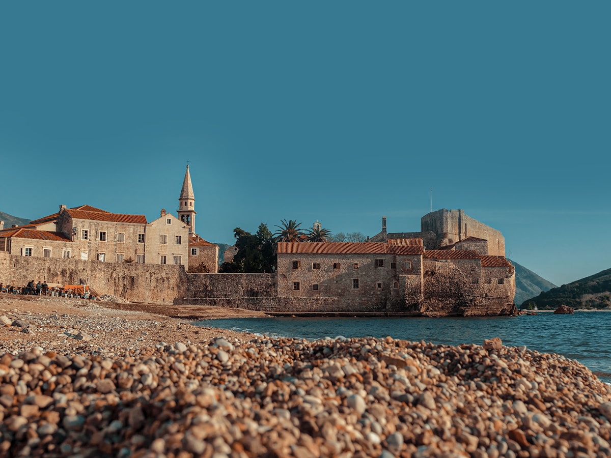 Old town citadel and beach at Budva, Montenegro