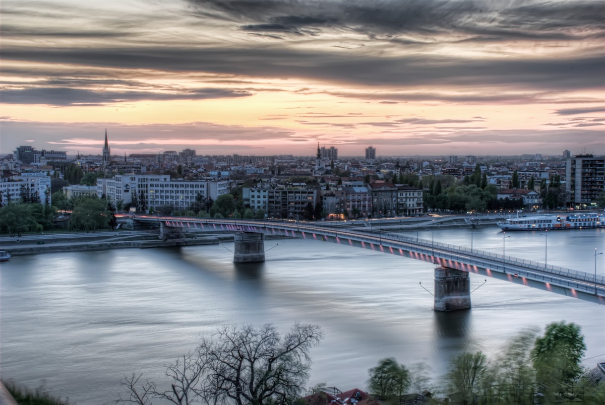 Petrovaradin Fortress and Danube at sunset, Novi Sad, Serbia