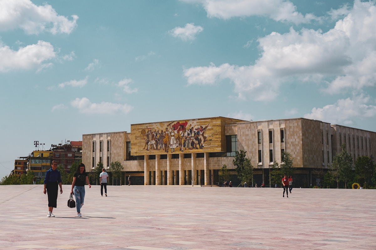 Skanderbeg Square in central Tirana, Albania