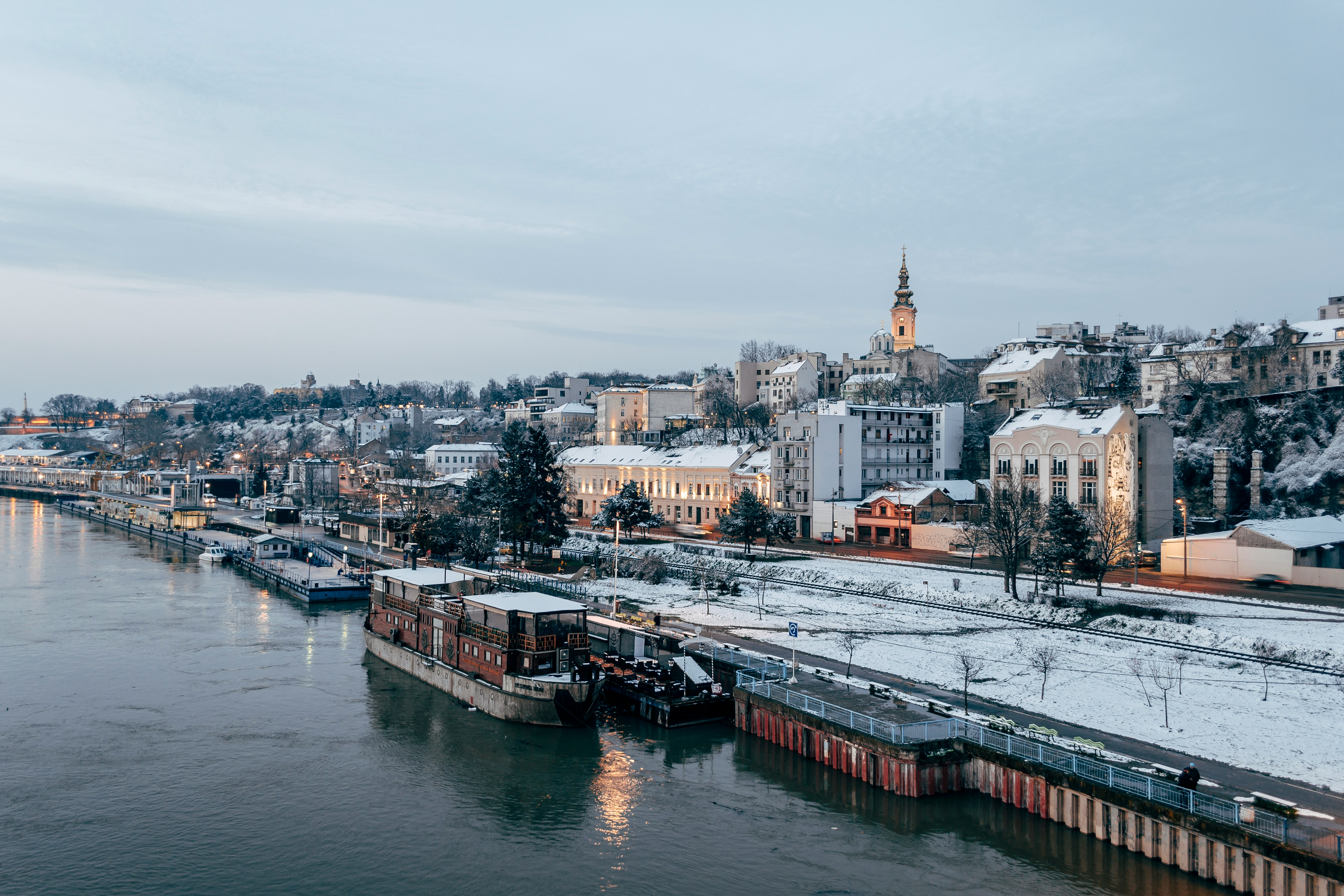Belgrade riverfront in winter — solo travel in the Balkans